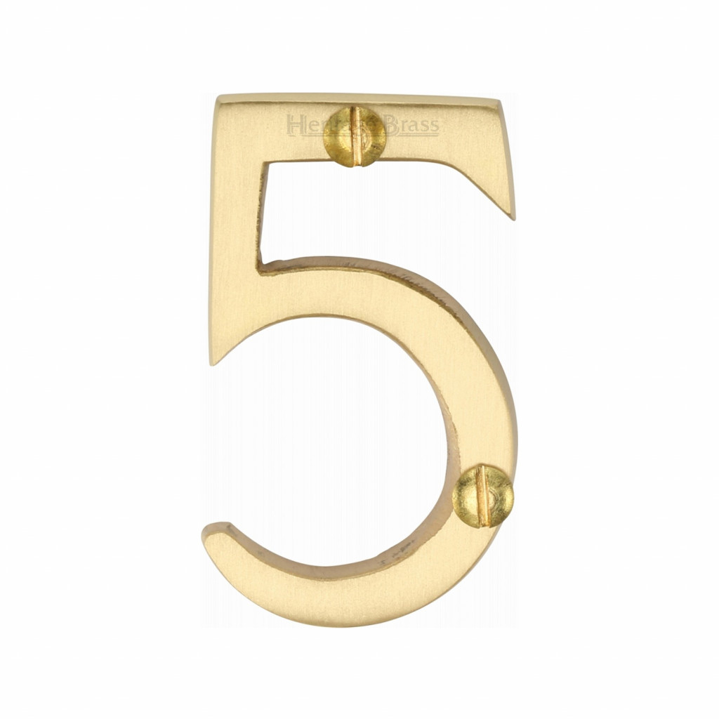 Heritage Brass Numeral 5 -  Face Fix 51mm 
